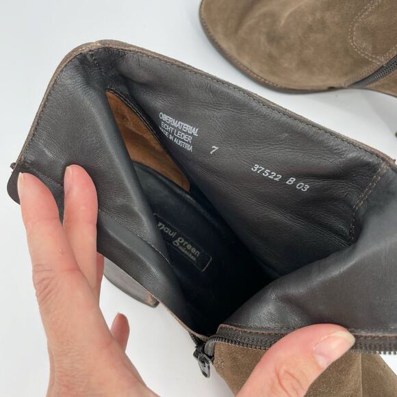 Women’s Paul Brown Suede Ankle Boots Size 7 Side Zip Heel Round Toe - Picture 8 of 9